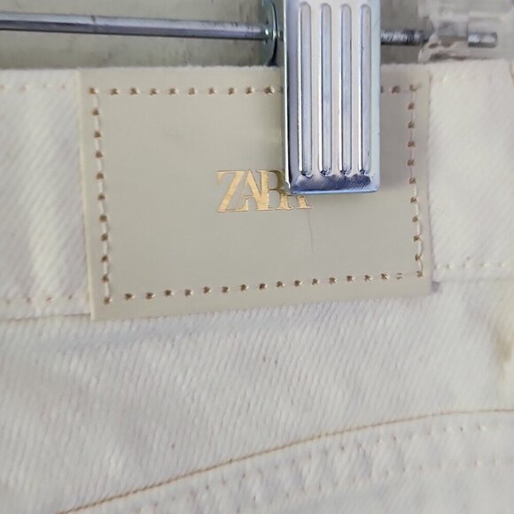NWT ZARA | Chic Jeans Straight Fit High Rise Rigid Ankle Cream Sz 4 - Picture 5 of 6
